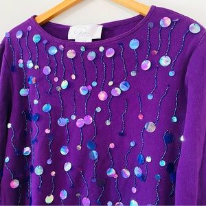 Diane’s Essentials Purple Sequin Top Large
